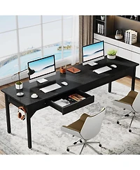 Tribesigns 78.7" Extra Long Computer Desk, Double Desk with 2 Drawers, Two Person Desk Large Executive Office Desk, Writing Table Study Desk for Home