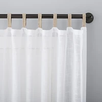 Ceri Linen Texture Jute Tabs Semi-Sheer Tab Top Curtain Panel