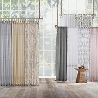 Ceri Linen Texture Jute Tabs Semi-Sheer Tab Top Curtain Panel