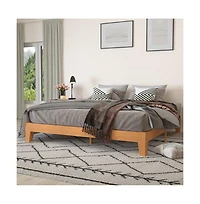Merrick Lane Eduardo Platform Bed Frame, Solid Wood Frame With Slatted Support
