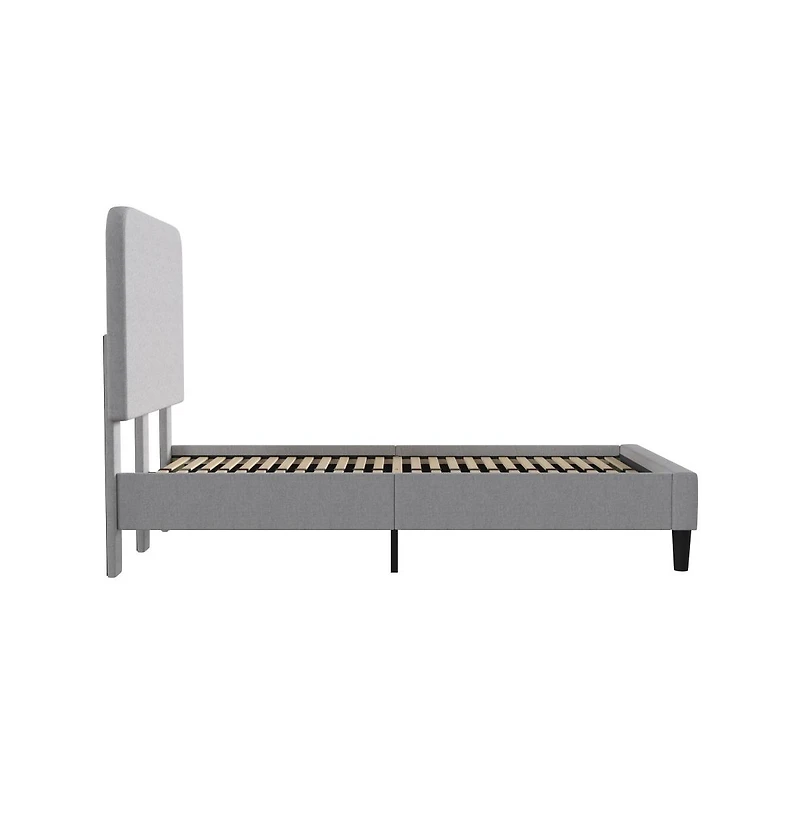 Merrick Lane Remi Platform Bed With Headboard - Upholstered Frame - 14 Wooden Slats - No Box Spring Required