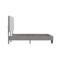 Merrick Lane Remi Platform Bed With Headboard - Upholstered Frame - 14 Wooden Slats - No Box Spring Required