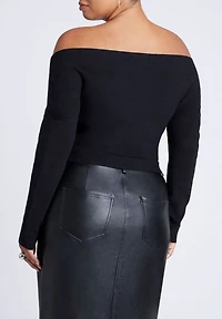 Eloquii Women's Wrap Front Cropped Sweater