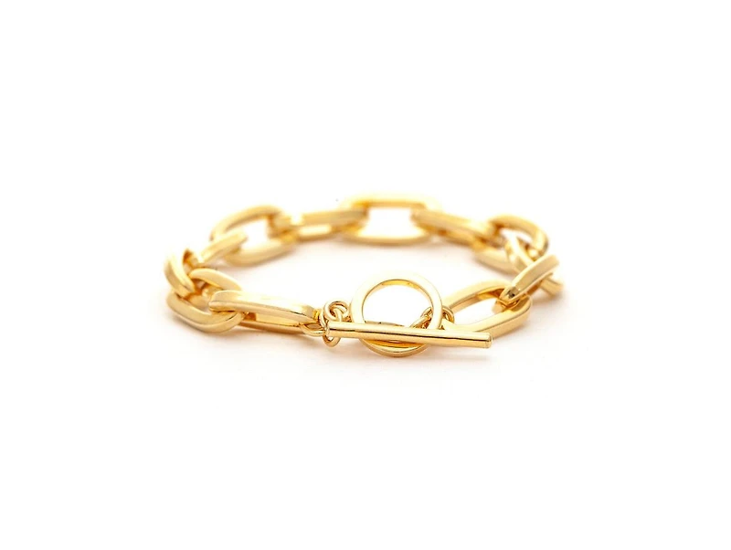 Rivka Friedman Polished Paper Clip Chain Link Toggle Bracelet