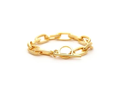 Rivka Friedman Polished Paper Clip Chain Link Toggle Bracelet