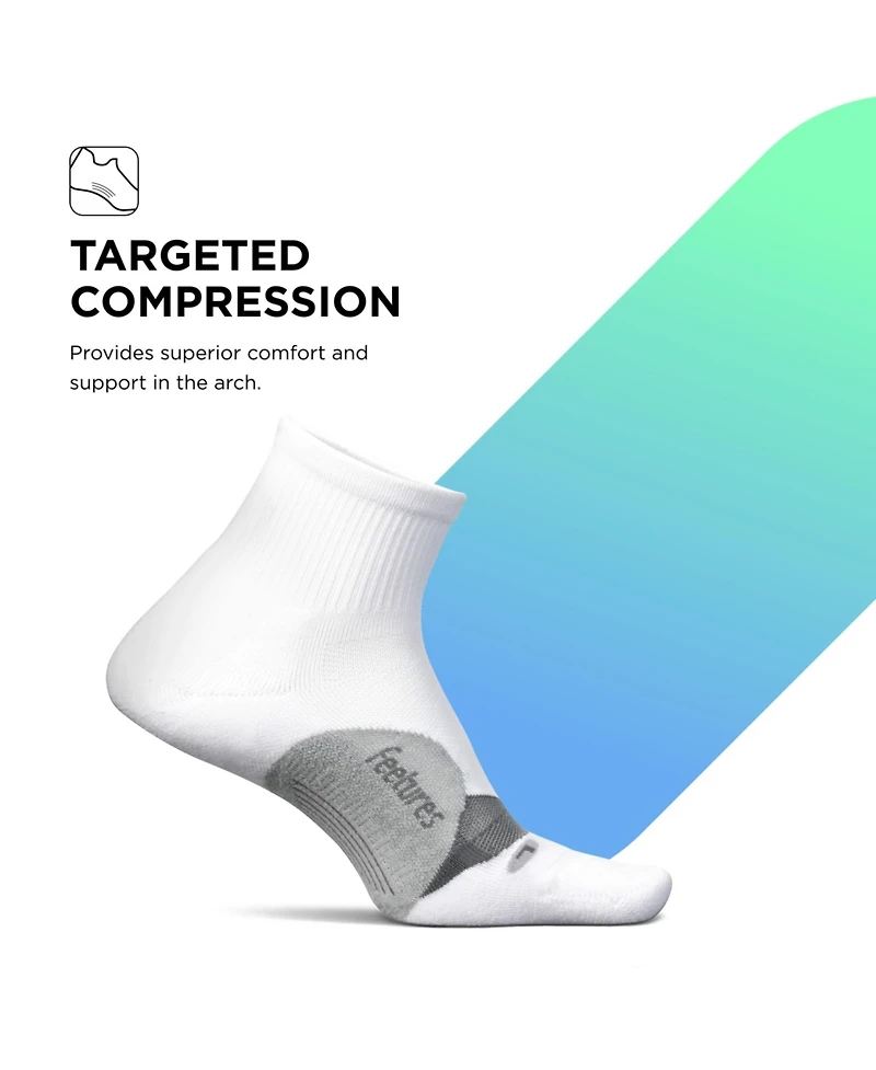 Feetures Men's Elite Light Cushion Quarter Solid - Sport Sock with Targeted Compression