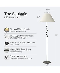 Squiggle 22" Led Contemporary Modern Floor Lamp with Empire Shade