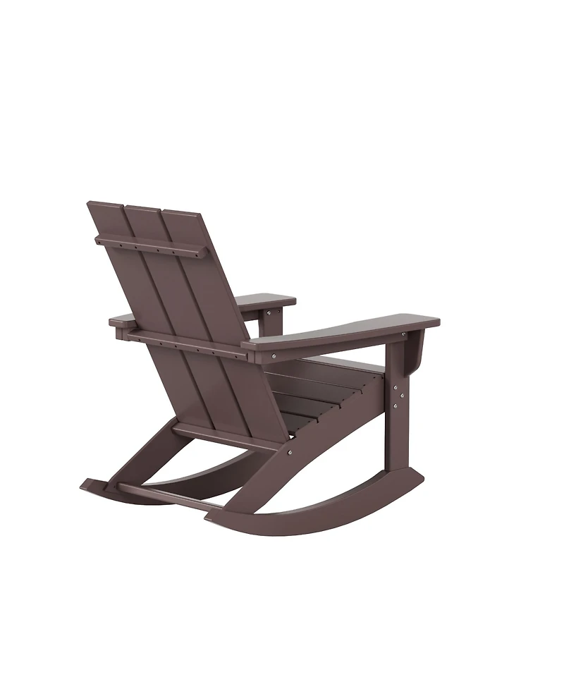 WestinTrends 5-Piece Modern Adirondack Outdoor Rocking Chair with Side Table Set