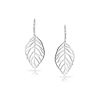 Bling Jewelry Large Tribal Nature Style Lightweight Open Leaf Feather Drop Dangle Lever Back Earrings Sterling Silver