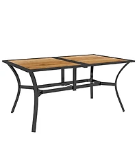 Outsunny Outdoor Dining Table with Umbrella Hole, Patio Dining Table, Brown