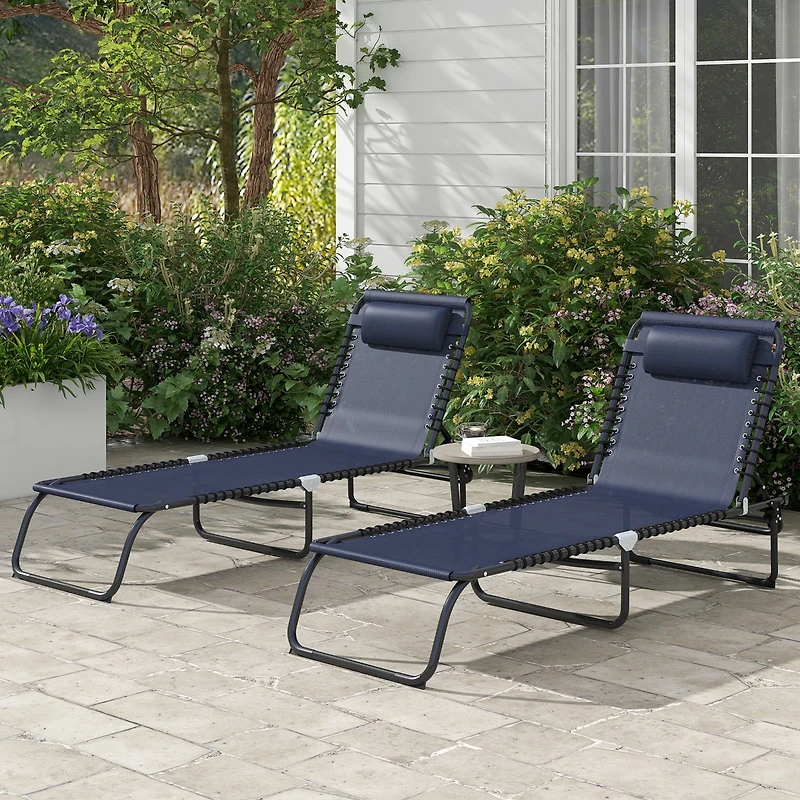 Outsunny 2 Chaise Lounge Pool Chairs, Folding, Reclining