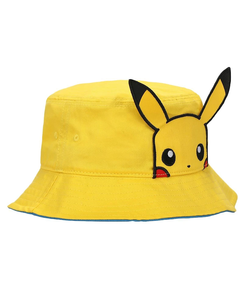 Pokemon Men's Pikachu Face Unisex Adult Bucket Hat With 3D Plush