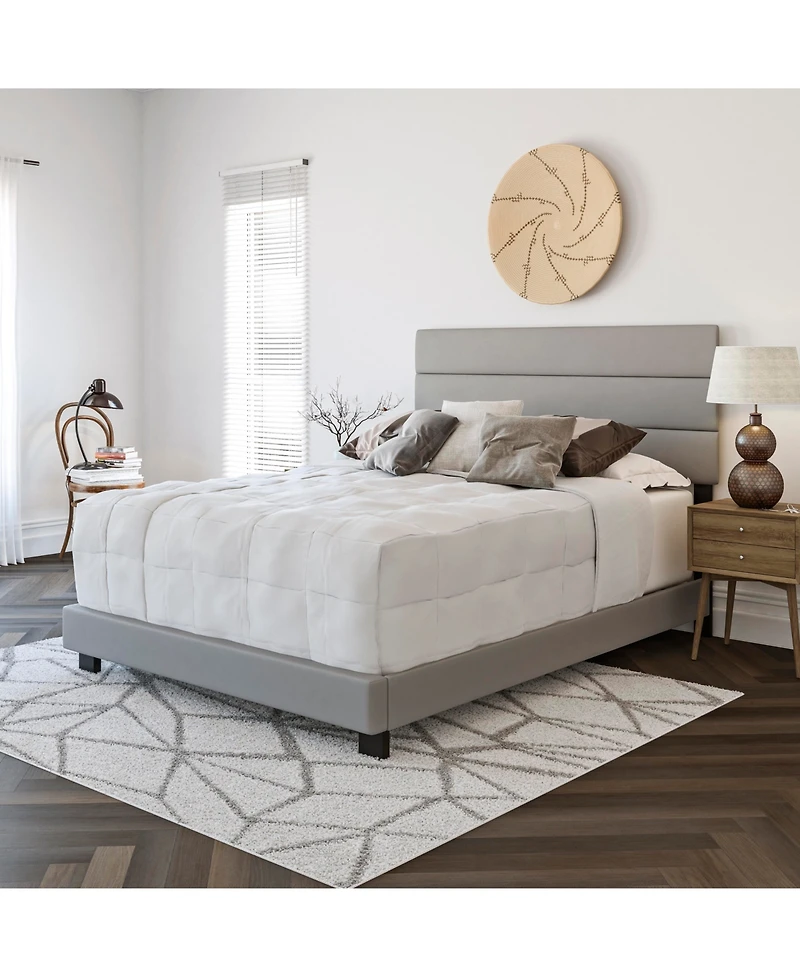 Napoli Leather Upholstered Platform Bed Frame with Tri-Panel Adjustable Headboard - Boyd Sleep