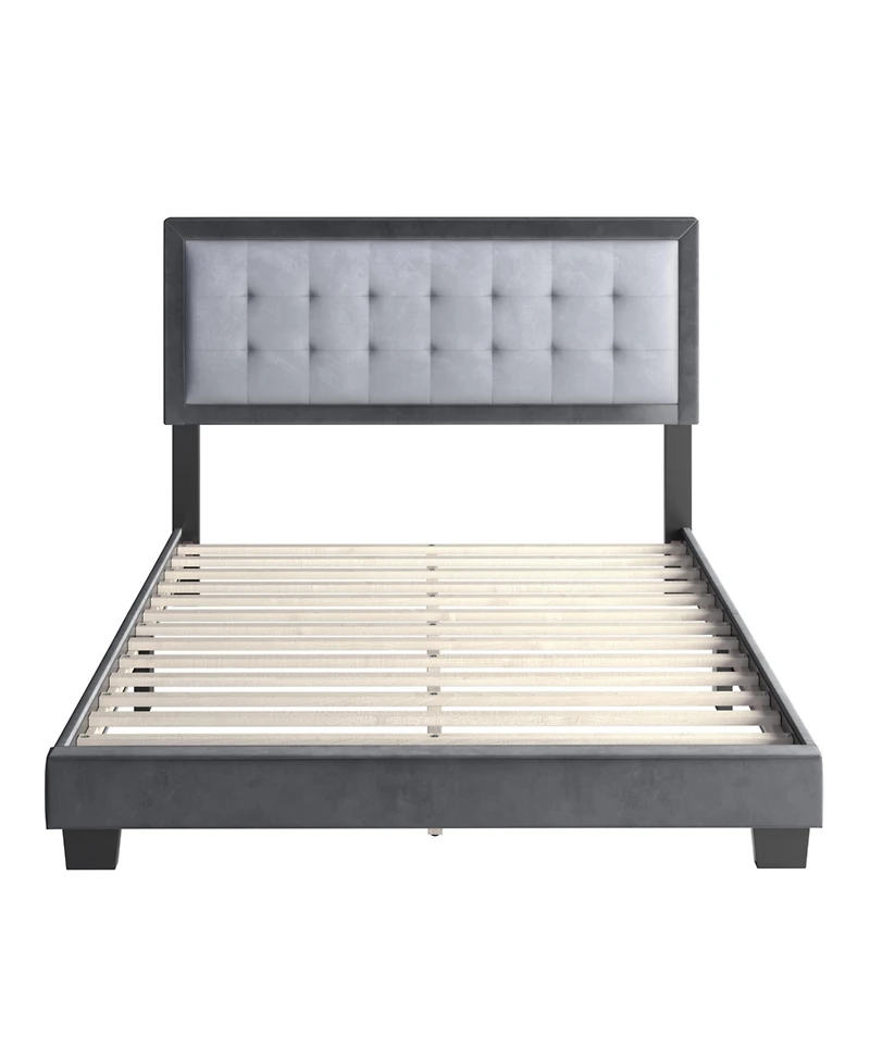 Pisa Velvet Upholstered Platform Bed Frame with Adjustable Headboard - Boyd Sleep