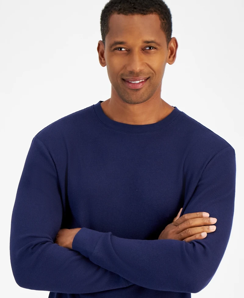 Club Room Men's Thermal Long-Sleeve Ribbed Crewneck Sweater, Created for Macy's