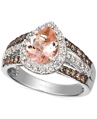 Le Vian Peach Morganite (1-1/10 ct. t.w.) & Diamond (3/4 Pear Halo Ring 14k Rose Gold (Also Available White or Yellow Gol
