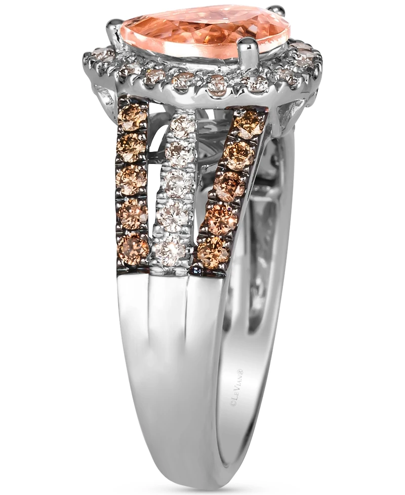 Le Vian Peach Morganite (1-1/10 ct. t.w.) & Diamond (3/4 Pear Halo Ring 14k Rose Gold (Also Available White or Yellow Gol