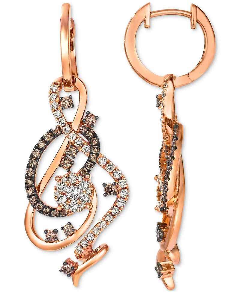 Le Vian Crazy Collection Chocolate Diamond & Nude Swirl Drop Earrings (1-1/2 ct. t.w.) 14k Rose Gold