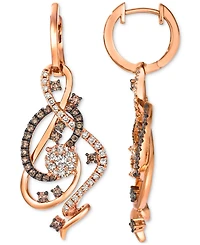 Le Vian Crazy Collection Chocolate Diamond & Nude Swirl Drop Earrings (1-1/2 ct. t.w.) 14k Rose Gold