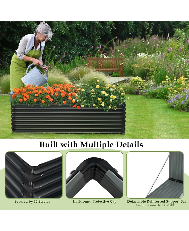 71 Inch Galvanized Metal Raised Garden Bed for Garden Backyard