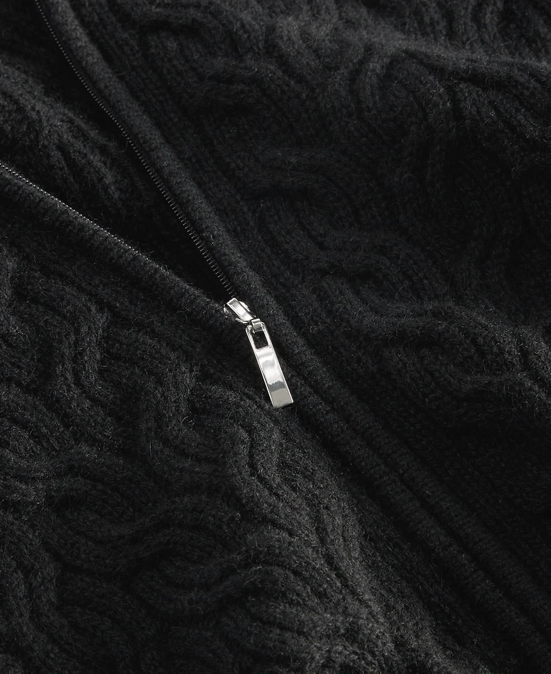 Charter Club Women's Cashmere Faux-Fur-Collar Cable-Knit Jacket, Created for Macy's