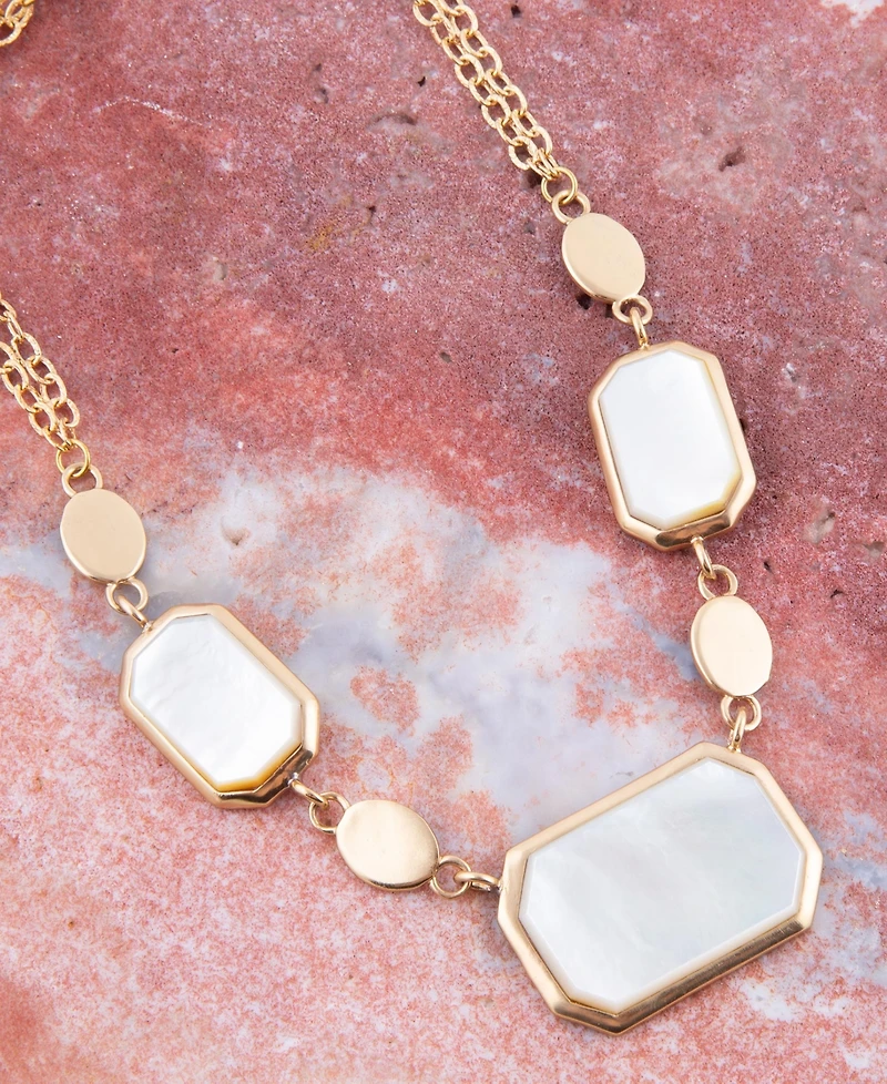 Barse Bold Genuine White Mother of Pearl Abstract Statement Necklace