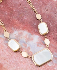 Barse Bold Genuine White Mother of Pearl Abstract Statement Necklace