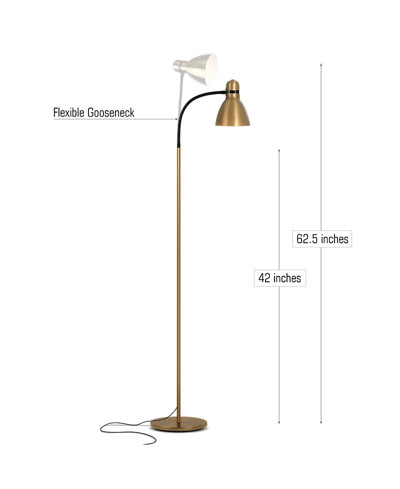 Avery Adjustable Gooseneck Led Reading Floor Lamp (63"), Light Bulb Included
