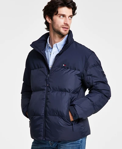 Tommy Hilfiger Men's Mixed-Media Puffer Jacket