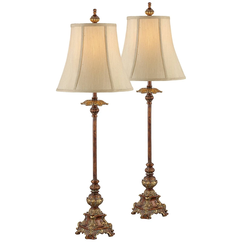 Regency Hill Juliette 36 1/2" Tall Skinny Large Buffet End Table Lamps Set of 2 Brown Light Bronze Finish Living Room Bedroom