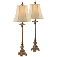 Regency Hill Juliette 36 1/2" Tall Skinny Large Buffet End Table Lamps Set of 2 Brown Light Bronze Finish Living Room Bedroom