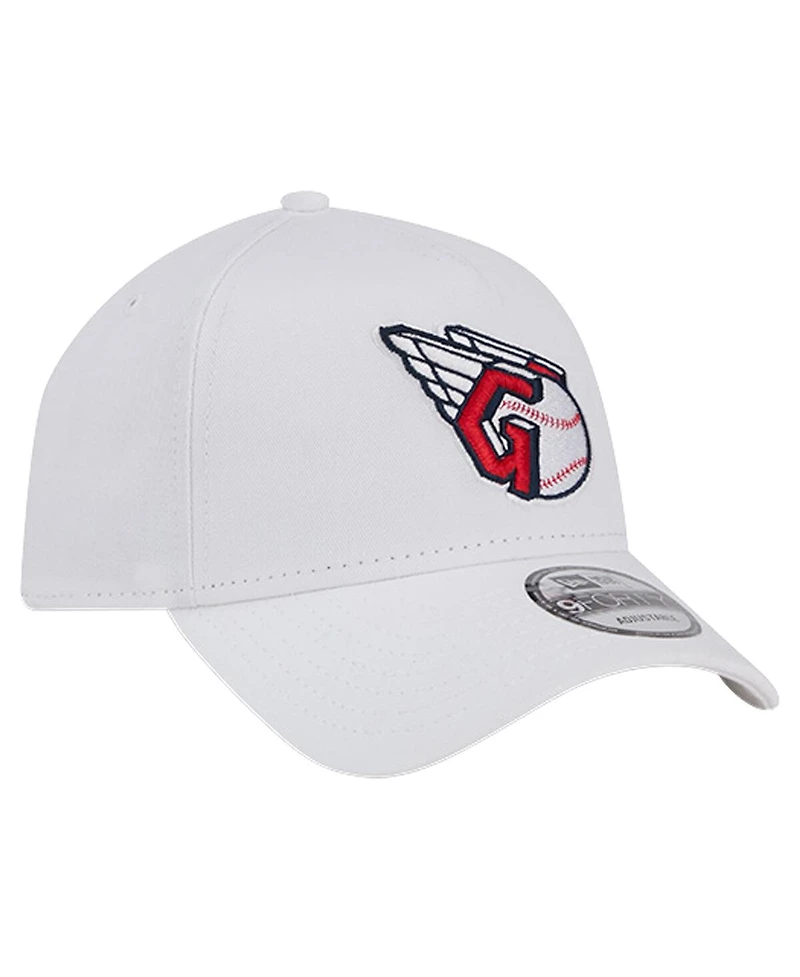 New Era Men's White Cleveland Guardians Tc A-Frame 9FORTY Adjustable Hat