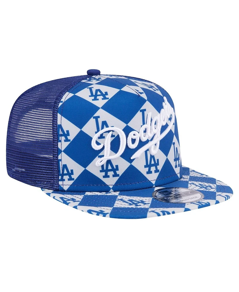 New Era Men's Royal Los Angeles Dodgers Seeing Diamonds A-Frame Trucker 9FIFTY Snapback Hat