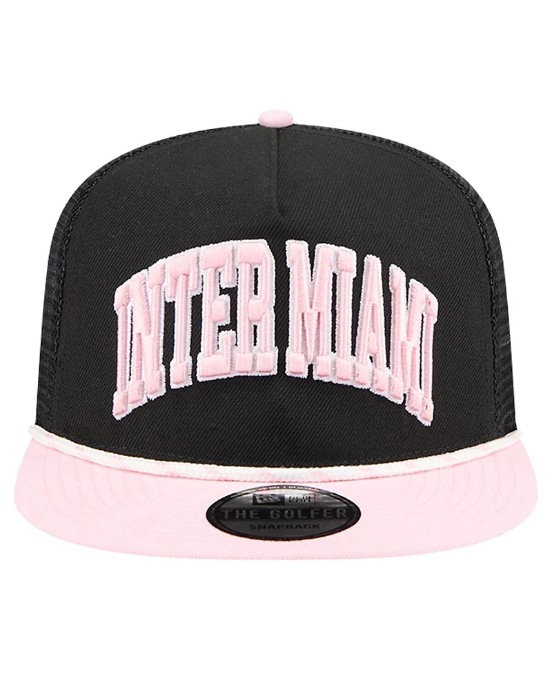 New Era Men's Black Inter Miami Cf Throwback Golfer Snapback Hat