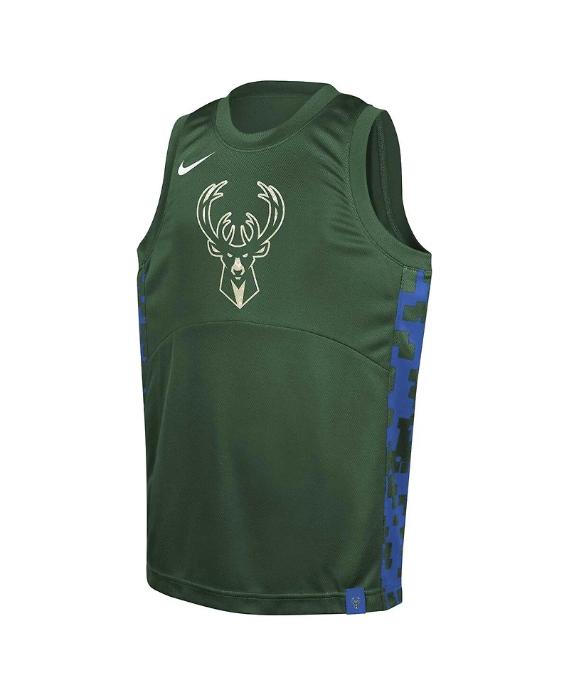 Nike Big Boys and Girls Hunter Green Milwaukee Bucks Courtside Starting Five Team Jersey