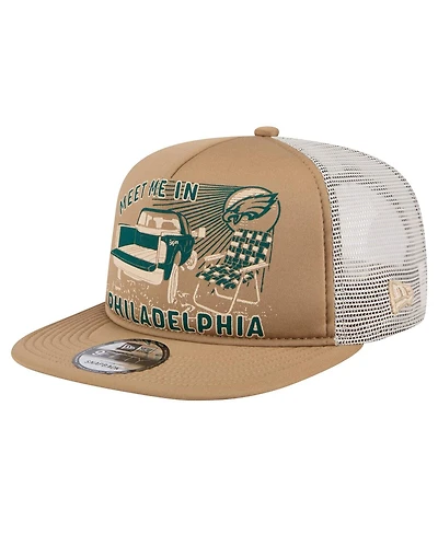 New Era Men's Tan Philadelphia Eagles Meet Me 9FIFTY Snapback Hat