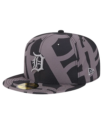 New Era Men's Black Detroit Tigers Logo Fracture 59FIFTY Fitted Hat