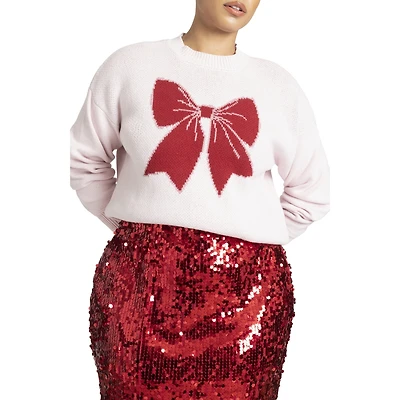 Eloquii Plus Size Bow Intarsia Sweater