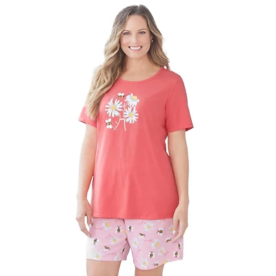 Dreams & Co. Women's Knit Pj Short Set