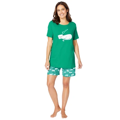 Dreams & Co. Women's Knit Pj Short Set