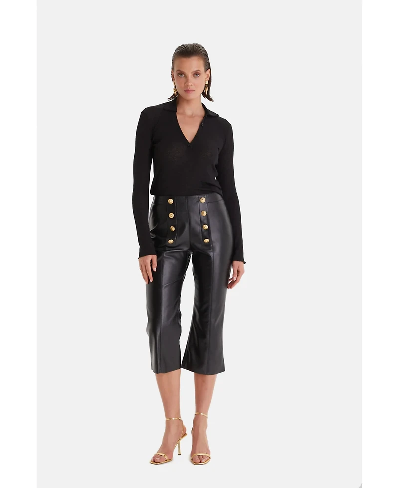 Furniq Uk Women's Black Leather Pants