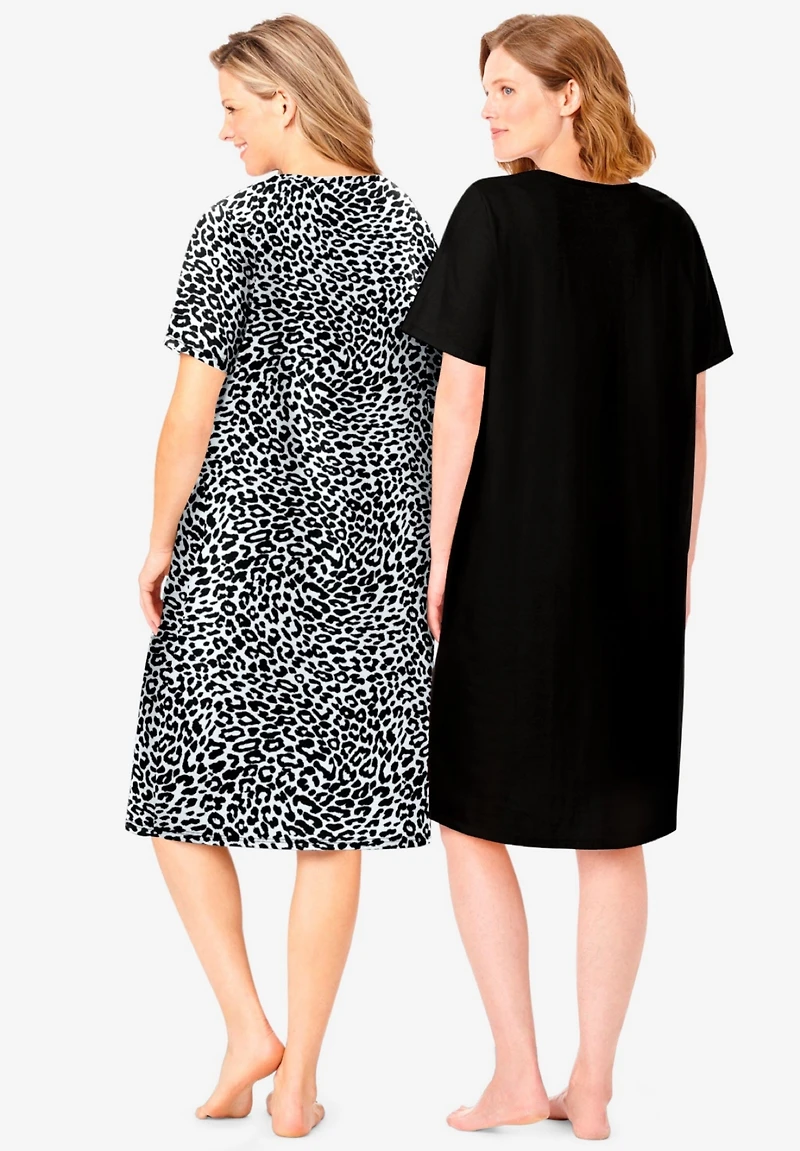 Dreams & Co. Women's 2-Pack Short-Sleeve Sleepshirt