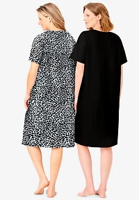 Dreams & Co. Women's 2-Pack Short-Sleeve Sleepshirt
