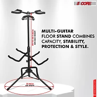 5 Core Triple Guitar Stand Floor Adjustable 30- 38.5 Inch Tripod Multi Guitars Holder Universal Folding Support for Acoustic Electric Bass Banjo Stand