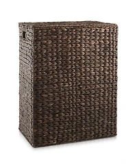 Casafield Large Laundry Hamper with Lid and Removable Liner Bag - Natural, Woven Water Hyacinth Laundry Basket for Clothes