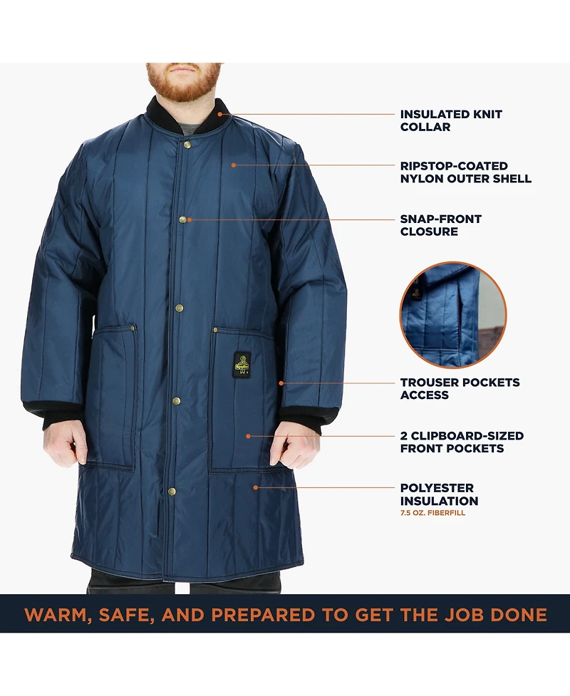 RefrigiWear Men's Cooler Wear Frock Liner - 10°F Comfort, Insulated, Water-Repellent, Knee-Length, Workwear for Freezer & Cold Environments