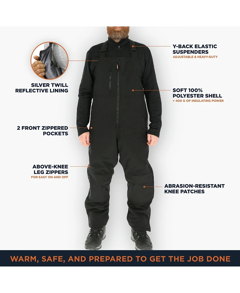 RefrigiWear Men's Insulated Softshell Bib Overalls - Water-Repellent, Wind-Tight, Thermal Workwear for Extreme Cold