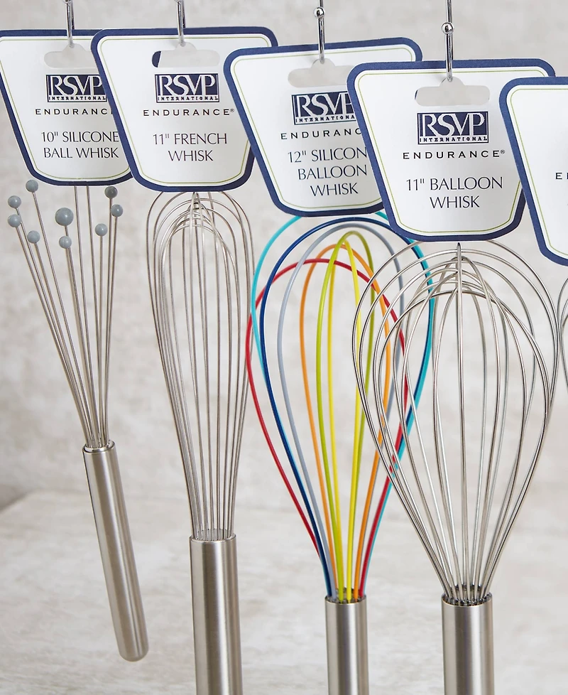 Rsvp International Endurance 18/8 Stainless Steel 10" x 2.25" Silicone Ball Whisk