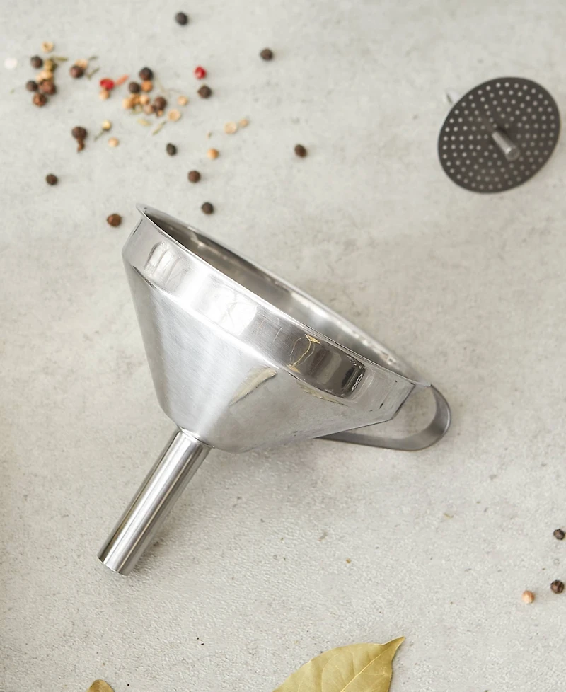 Rsvp International Endurance Stainless Steel 4" x 5" x 4.25" Deluxe Funnel with Removable Filter Set