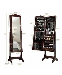 Sugift 14 Led Jewelry Armoire Cabinet with Full Length Mirror and 4 Tilting Angles